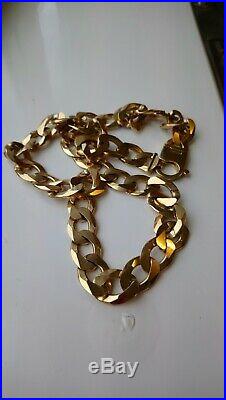 9 Carat 9ct Gold Heavy Open Link Curb Chain Yellow Gold Solid 24 Long