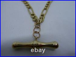 9 Ct Yellow Gold Figaro Chain with T Bar