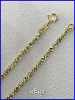 9CT 375 Hallmarked Yellow Gold 2MM ROPE LINK CHAIN BRACELET 7.5 GIFT