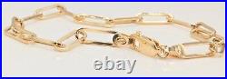 9CT GOLD BRACELET 7.75 inch PAPER CLIP CHAIN 9 CARAT YELLOW GOLD HALLMARKED