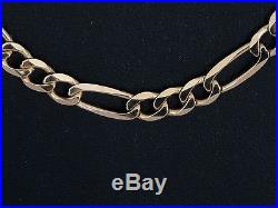 9CT GOLD CHAIN, HALLMARKED LONG & HEAVY GOLD FIGARO CHAIN, LENGTH 30 INCHES
