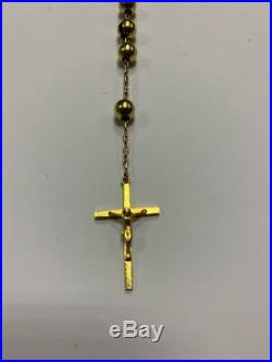 9CT GOLD ROSARY BEAD NECKLACE 26 CHAIN MARY CRUCIFIX 26.5g