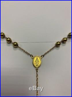 9CT GOLD ROSARY BEAD NECKLACE 26 CHAIN MARY CRUCIFIX 26.5g