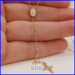 9CT GOLD ROSARY NECKLACE 9 CARAT YELLOW GOLD 17 to 19 inch CHAIN HALLMARKED