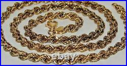 9CT GOLD & SILVER 5mm SOLID ROPE CHAIN 24 inch Men's or Ladies