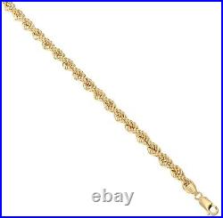 9CT GOLD & SILVER 5mm SOLID ROPE CHAIN 24 inch Men's or Ladies