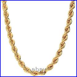 9CT GOLD & SILVER 5mm SOLID ROPE CHAIN 26 inch Men's or Ladies