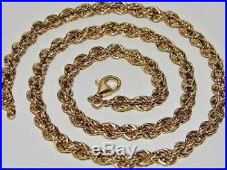 9CT GOLD & SILVER CHUNKY SOLID ROPE CHAIN 30 inch Men's or Ladies 44.0 grams
