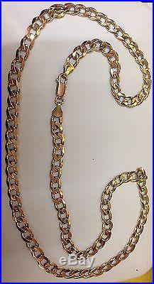 9CT GOLD SOLID GOLD CURB CHAIN 24 lenght