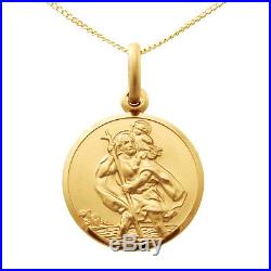 9CT GOLD ST SAINT CHRISTOPHER PENDANT CHAIN NECKLACE WITH 18 CHAIN 16mm