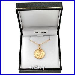 9CT GOLD ST SAINT CHRISTOPHER PENDANT CHAIN NECKLACE WITH 18 CHAIN 20mm