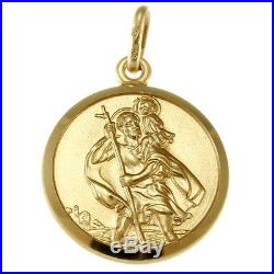 9CT GOLD ST SAINT CHRISTOPHER PENDANT CHAIN NECKLACE WITH GIFT BOX 3.3g