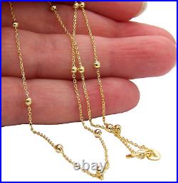 9CT GOLD YELLOW GOLD 16 inch BEAD NECKLACE CHAIN ROLO 2.5mm BALL HALLMARKED NEW