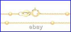 9CT GOLD YELLOW GOLD 16 inch BEAD NECKLACE CHAIN ROLO 2.5mm BALL HALLMARKED NEW