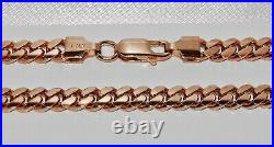9CT ROSE GOLD ON SILVER HEAVY SOLID CUBAN CURB CHAIN 22 inch Men's or Ladies