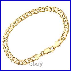 9CT YELLOW GOLD 7.5 inch DOUBLE CURB LADIES BRACELET 6MM UK HALLMARKED