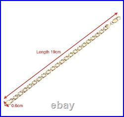 9CT YELLOW GOLD 7.5 inch DOUBLE CURB LADIES BRACELET 6MM UK HALLMARKED