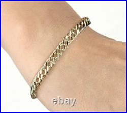 9CT YELLOW GOLD 8.5 inch CHUNKY DOUBLE CURB BRACELET 7MM UK HALLMARKED