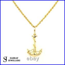 9CT YELLOW GOLD Anchor Pendant + 18 20 22 2MM ROPE CHAIN BRAND NEW