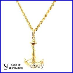 9CT YELLOW GOLD Anchor Pendant + 18 20 22 2MM ROPE CHAIN BRAND NEW