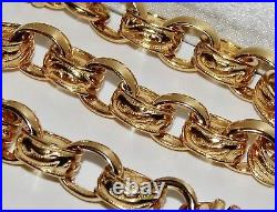 9CT YELLOW GOLD ON SILVER 22 INCH MEN'S SOLID BELCHER CHAIN 69.2 grams