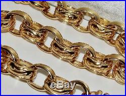 9CT YELLOW GOLD ON SILVER 22 INCH MEN'S SOLID BELCHER CHAIN 69.6 grams