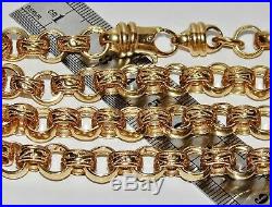 9CT YELLOW GOLD ON SILVER 22 INCH MEN'S SOLID BELCHER CHAIN 74.5 grams