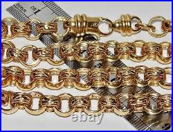 9CT YELLOW GOLD ON SILVER 24 INCH MEN'S SOLID BELCHER CHAIN 75.8 grams