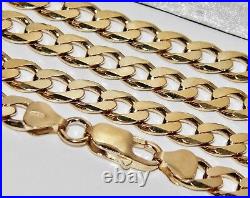 9CT YELLOW GOLD ON SILVER 24 INCH SOLID CURB CHAIN 41.3 grams MEN'S OR LADIES