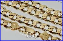 9CT YELLOW GOLD ON SILVER 26 INCH MEN'S SOLID CURB CHAIN 45.9 grams