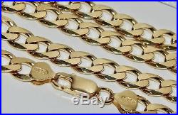 9CT YELLOW GOLD ON SILVER 30 INCH MEN'S SOLID CURB CHAIN 52.0 grams