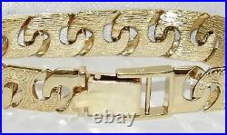 9CT YELLOW GOLD ON SILVER MENS BRACELET 8.5 INCH LARGE 15mm LINKS 42.0 GRAMS