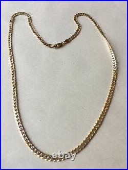 9ct 375 9k Stunning Solid Yellow White Gold Curb Necklace 20Chain Boxed 10.9g