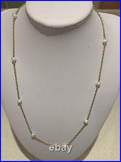 9ct 375 Hallmarked Gold & Pearl Rope Chain Necklace