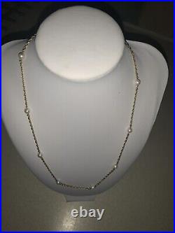 9ct 375 Hallmarked Gold & Pearl Rope Chain Necklace