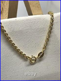 9ct 375 Hallmarked Solid Yellow Gold 2mm Rope Chain Necklace Brand New ALL SIZE