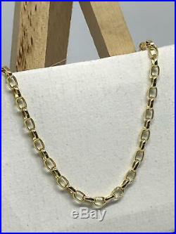 9ct 375 Hallmarked Yellow Gold 3mm Oval BELCHER CHAIN NECKLACE ALL SIZE