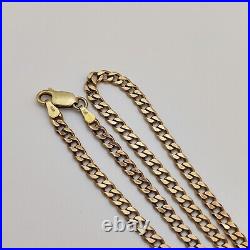 9ct 375 Yellow Gold Curb Link Chain Necklace Length 20