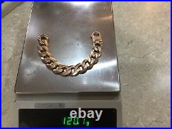 9ct 375 Yellow Gold Gents Chunky Curb Bracelet. Heavy 120g. Fully Hallmarked