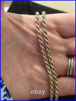 9ct 375 Yellow Gold Rope Chain Necklace 18 1/2 Inches