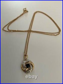 9ct 375 solid yellow gold hallmarked round sapphire pendant and chain necklace