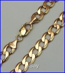 9ct 9Carat Yellow Gold Heavy Curb Linked Chain Necklace 21 Inch UK HALLMARKED