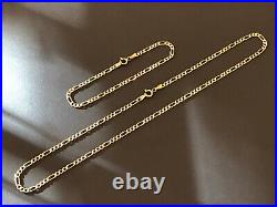 9ct 9kt / 8g / Gold Curb Chain Braclet & Necklace Set