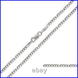 9ct Curb Chain White Gold 16 18 20 22 24 D/c Diamond Cut Flat Link Box