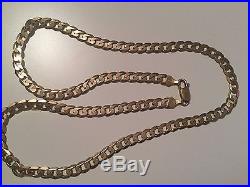 9ct GOLD 20 FLAT CURB with bevelled edge NECKLACE CHAIN, heavy 22.4 grams