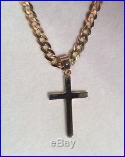 9ct GOLD 20 INCH CURB CHAIN (4MM) WITH 9ct GOLD SOLID CROSS PENDANT RRP £800 +