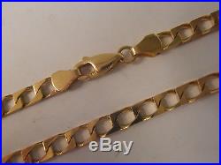 9ct GOLD CURB NECK CHAIN NECKLACE. 24 LONG SQUARE CURB LINK CHAIN