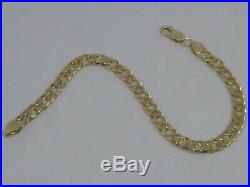 9ct GOLD DOUBLE CURB LINK BRACELET FULL ENGLISH HALLMARKS 7.0 grams 7 1/4 LONG