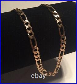 9ct GOLD FIGARO CHAIN 375 HEAVY SOLID LINK EXCELLENT CONDITION GENTS LADIES 16