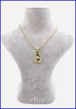9ct GOLD HORSESHOE HORSEHEAD CHAIN PENDANT VINTAGE GREAT CONDITION
